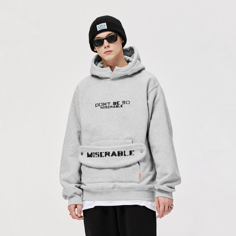 Don’t Be So Miserable Hoodie with Detachable Scarf Grey