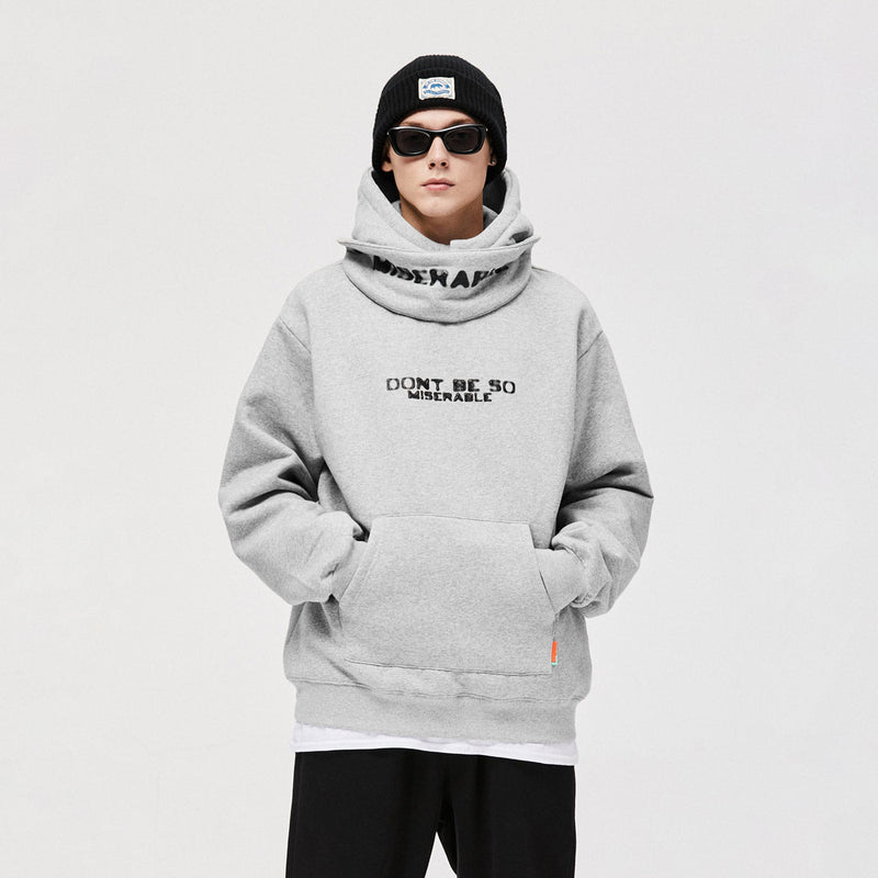Don’t Be So Miserable Hoodie with Detachable Scarf Grey