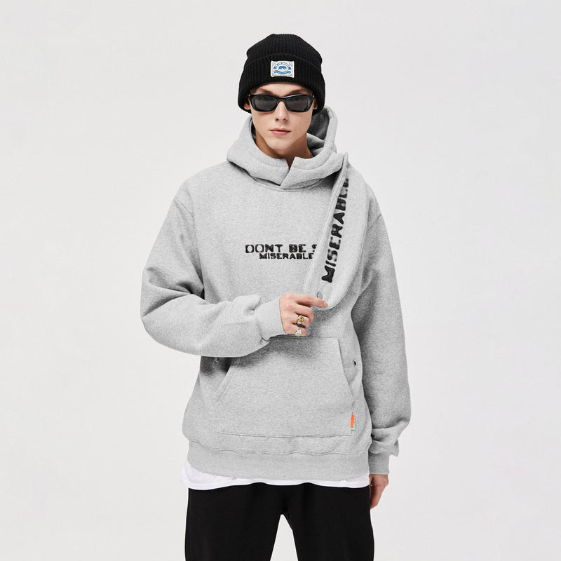 Don’t Be So Miserable Hoodie with Detachable Scarf Grey