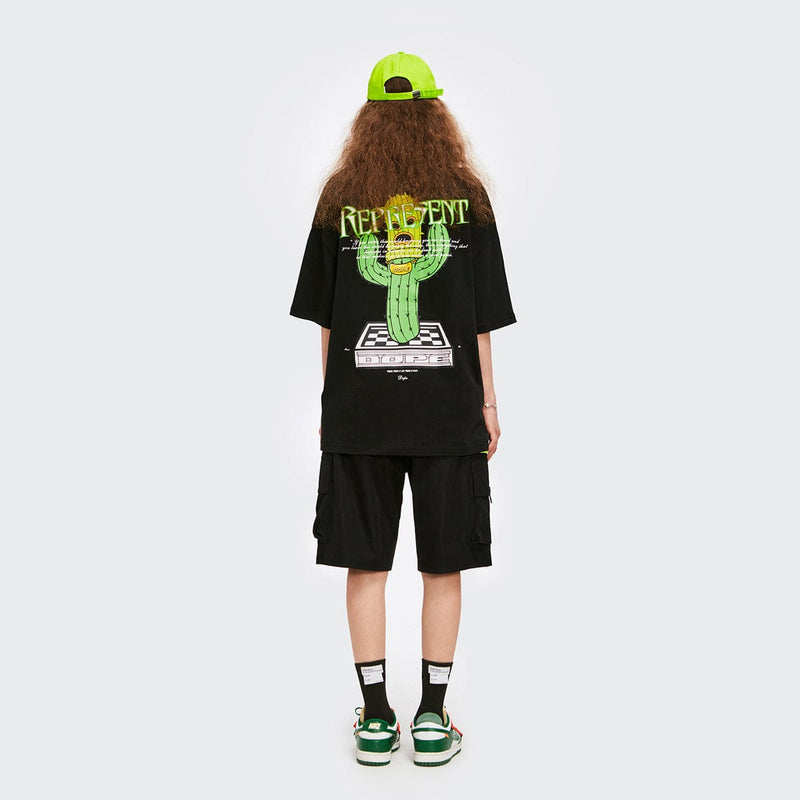 Dope Gangsta Cactus T-Shirt - Oversized Graphic Tee in Black