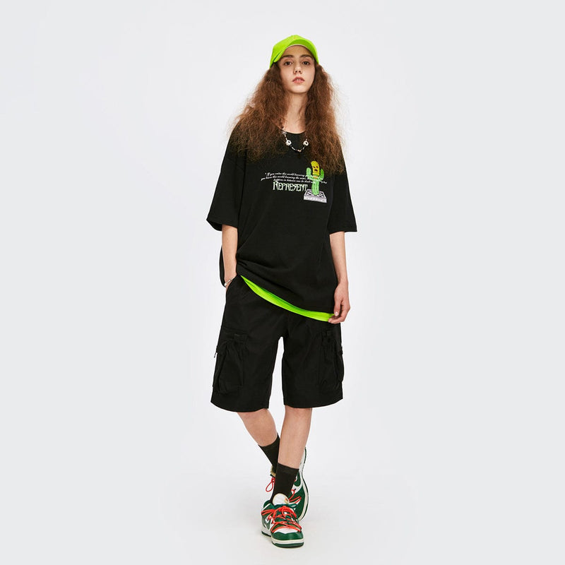 Dope Gangsta Cactus T-Shirt - Oversized Graphic Tee in Black