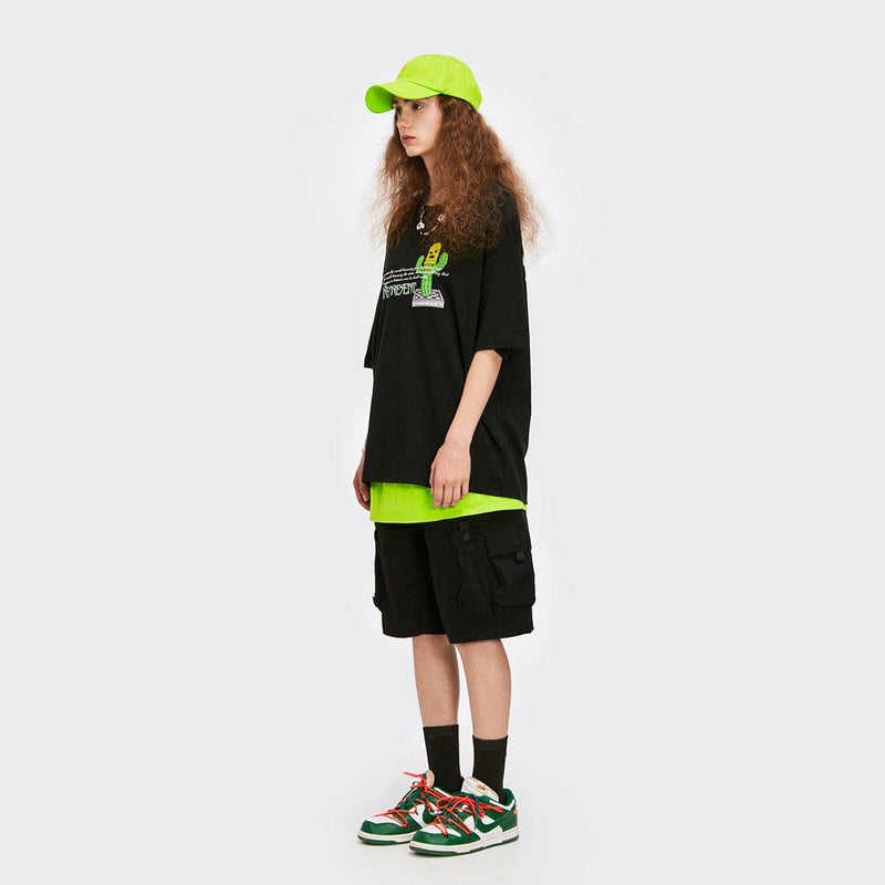 Dope Gangsta Cactus T-Shirt - Oversized Graphic Tee in Black