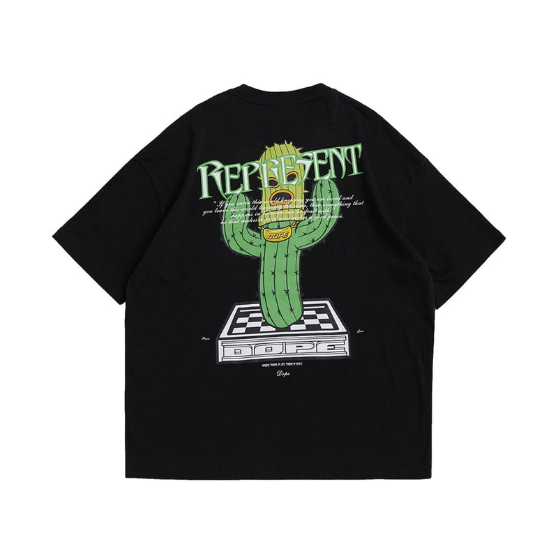 Dope Gangsta Cactus T-Shirt - Oversized Graphic Tee in Black