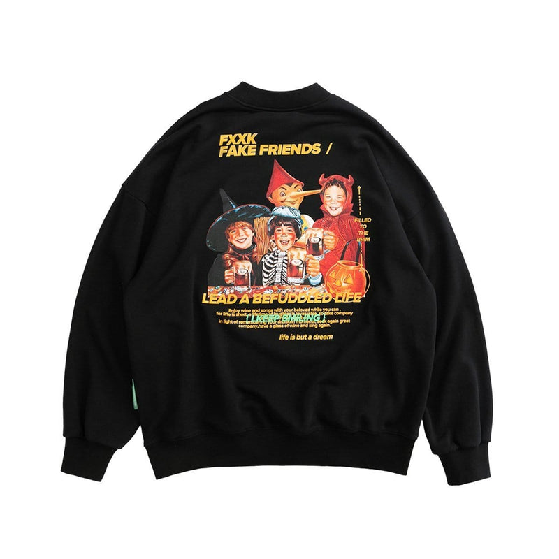 Fxxk Fake Friends Sweatshirt - Relaxed Fit Sweater