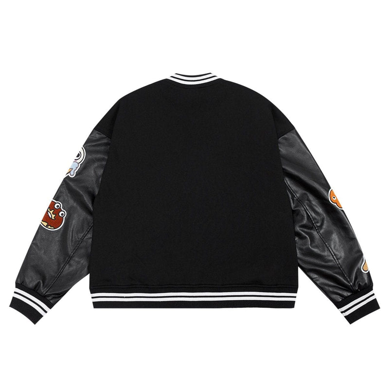 G Varsity Jacket - Black Leather Sleeves Letterman Jacket