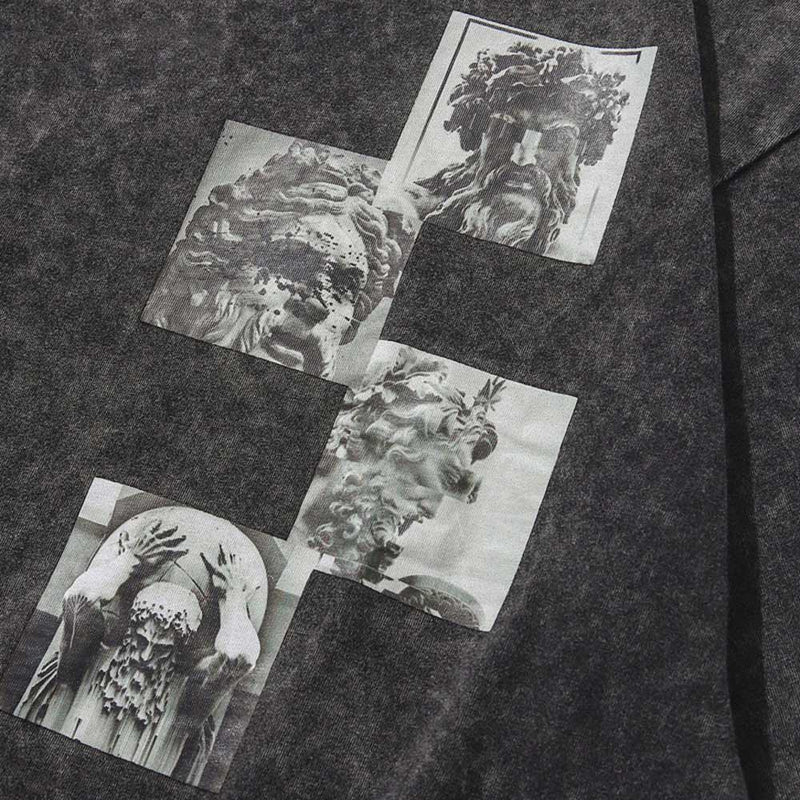 Greek Statue T-Shirt - Side Zip Vintage Oversized Tee
