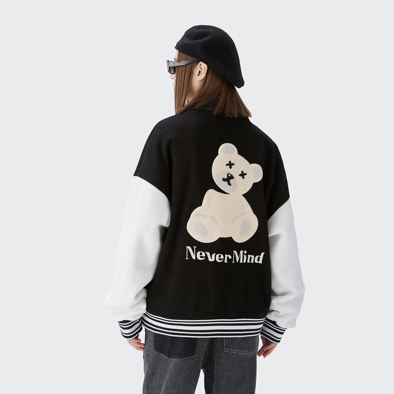 Killed Teddy Bear Varsity Jacket - Oversized Baseball Jacket