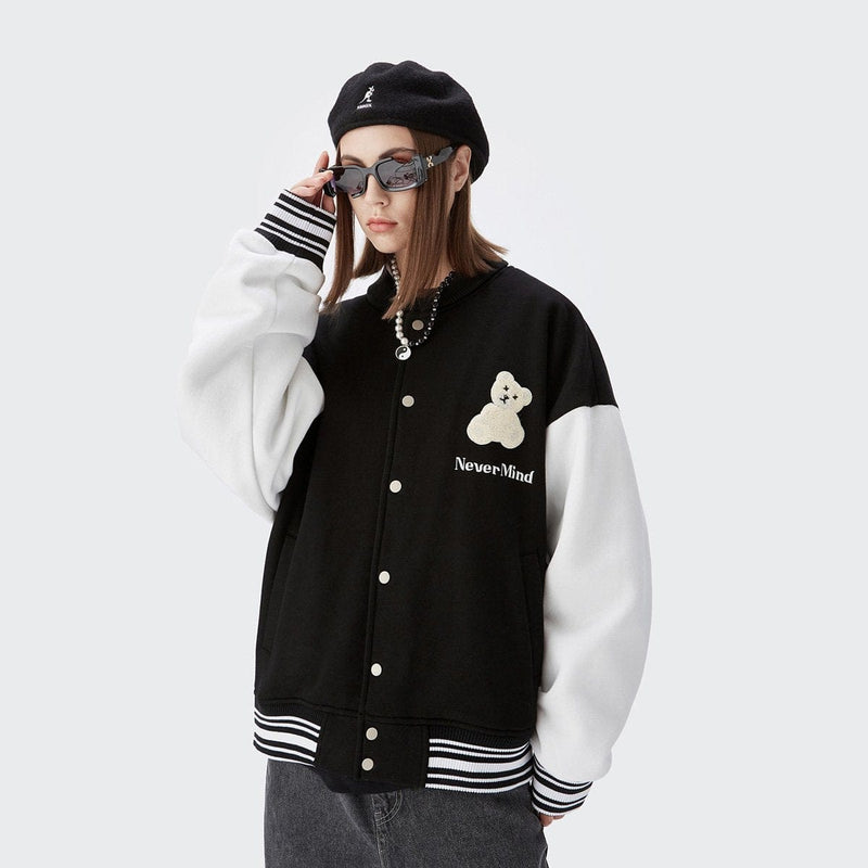 Killed Teddy Bear Varsity Jacket - Oversized Baseball Jacket