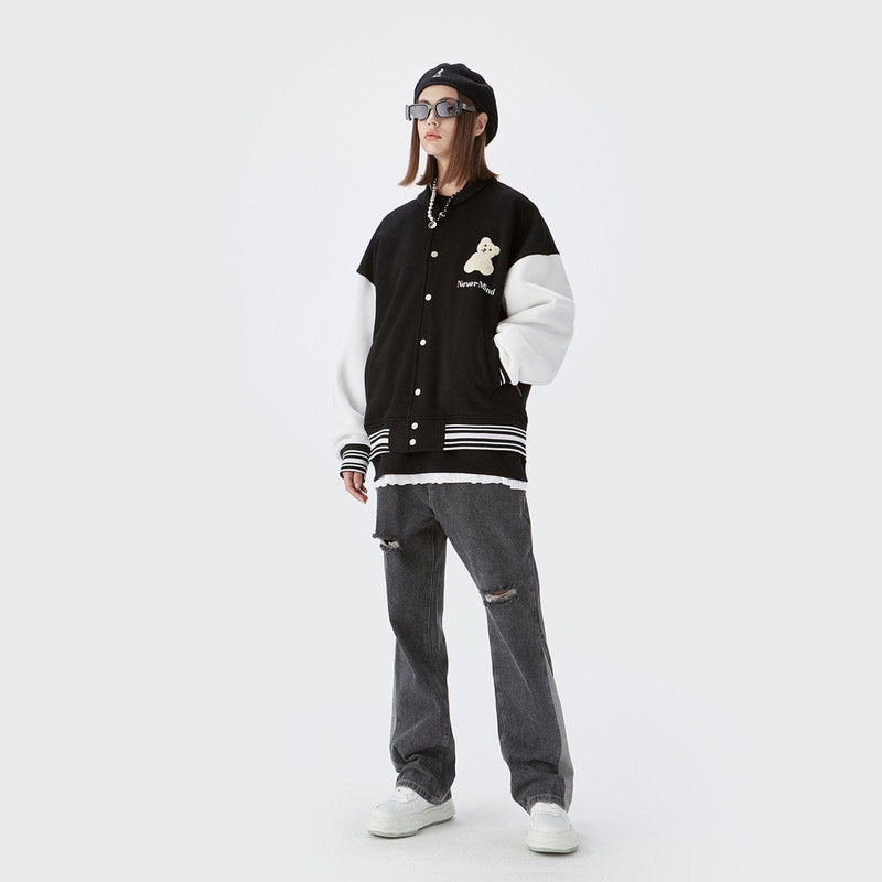 Killed Teddy Bear Varsity Jacket - Oversized Baseball Jacket