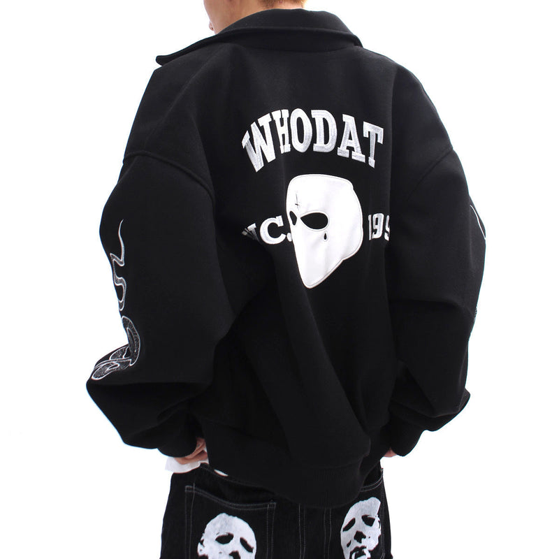 Knock Knock Varsity Jacket - Unisex Black College Jacket