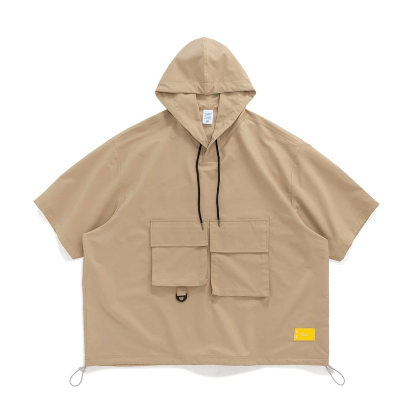 Multi Pocket Utility T-Shirt - Oversized Hooded Tee