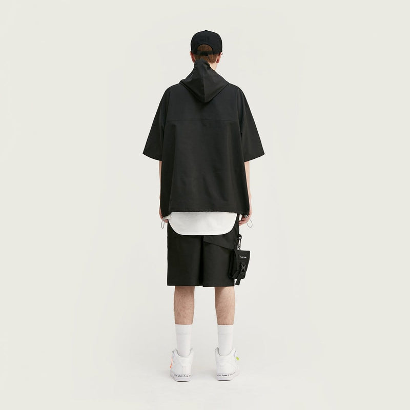 Multi Pocket Utility T-Shirt - Oversized Hooded Tee