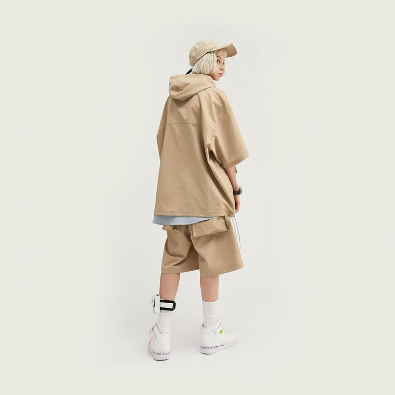 Multi Pocket Utility T-Shirt - Oversized Hooded Tee