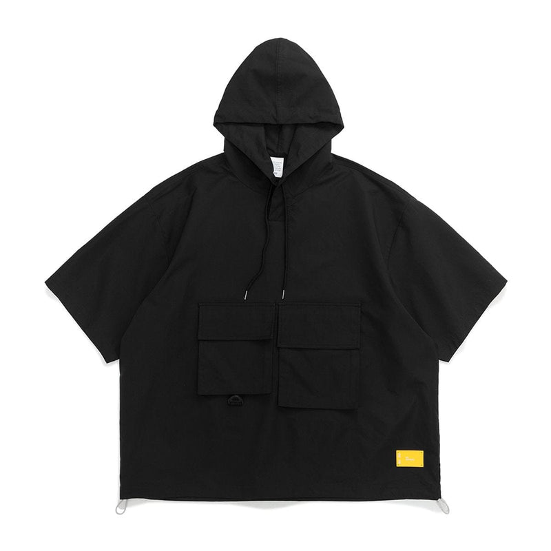 Multi Pocket Utility T-Shirt - Oversized Hooded Tee