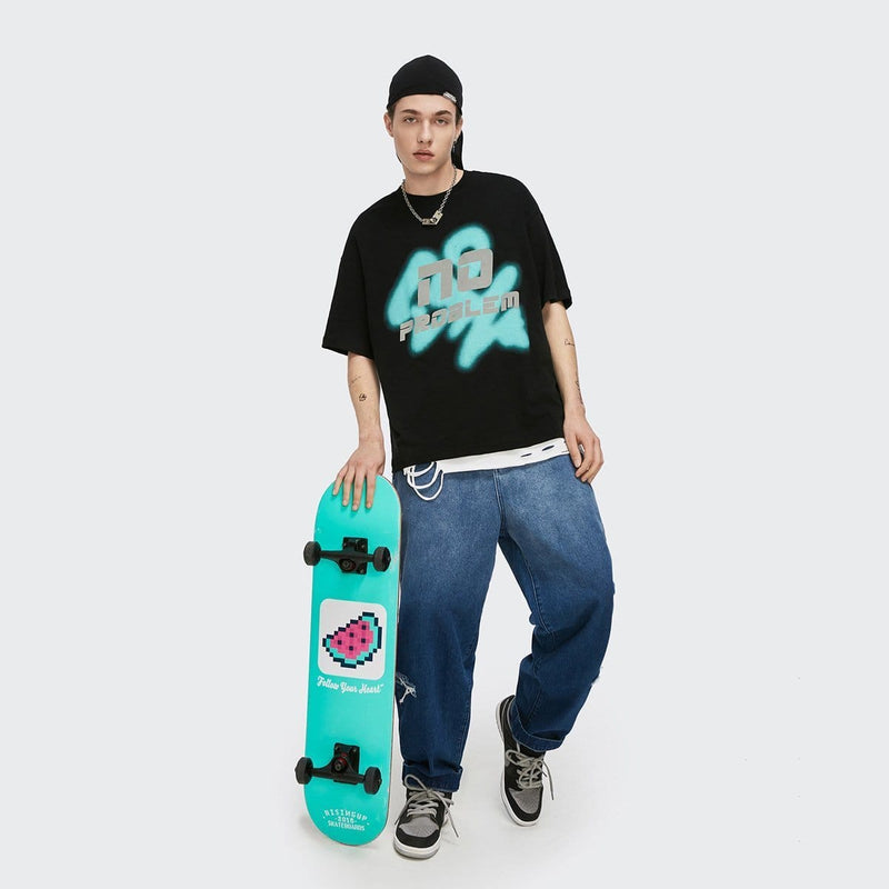 No Problem T-Shirt - Oversized Reflective Graphic Tee Shirt