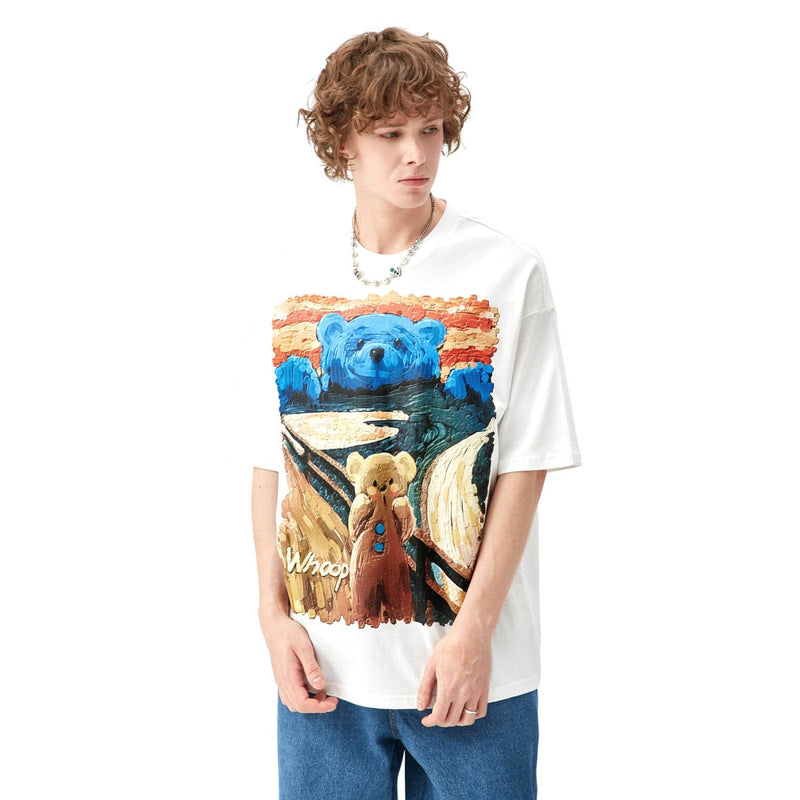 Paint Bear T-Shirt - Cool High Quality Cotton Tee in White
