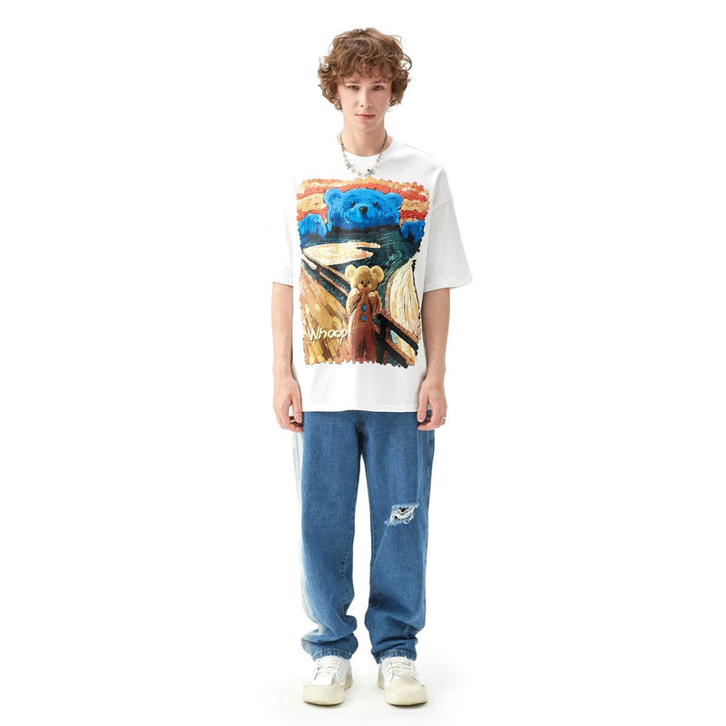 Paint Bear T-Shirt - Cool High Quality Cotton Tee in White