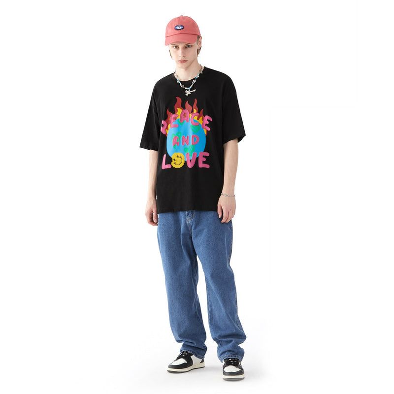 Peace and Love on Earth T-Shirt - Positive Message Emoji Tee