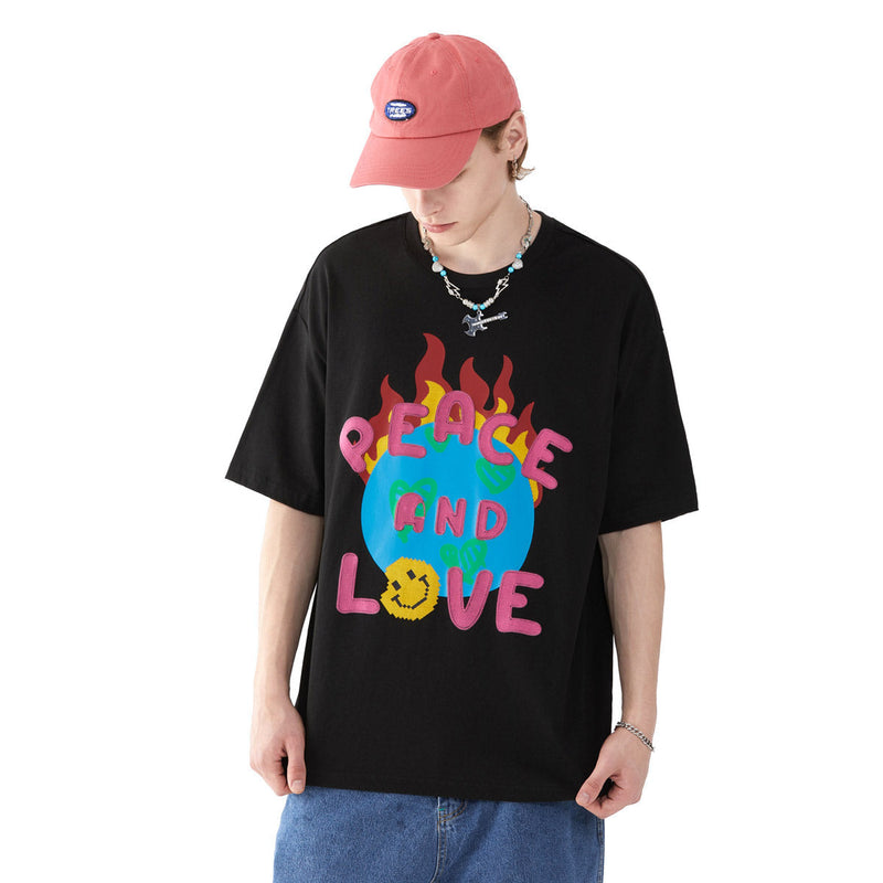 Peace and Love on Earth T-Shirt - Positive Message Emoji Tee