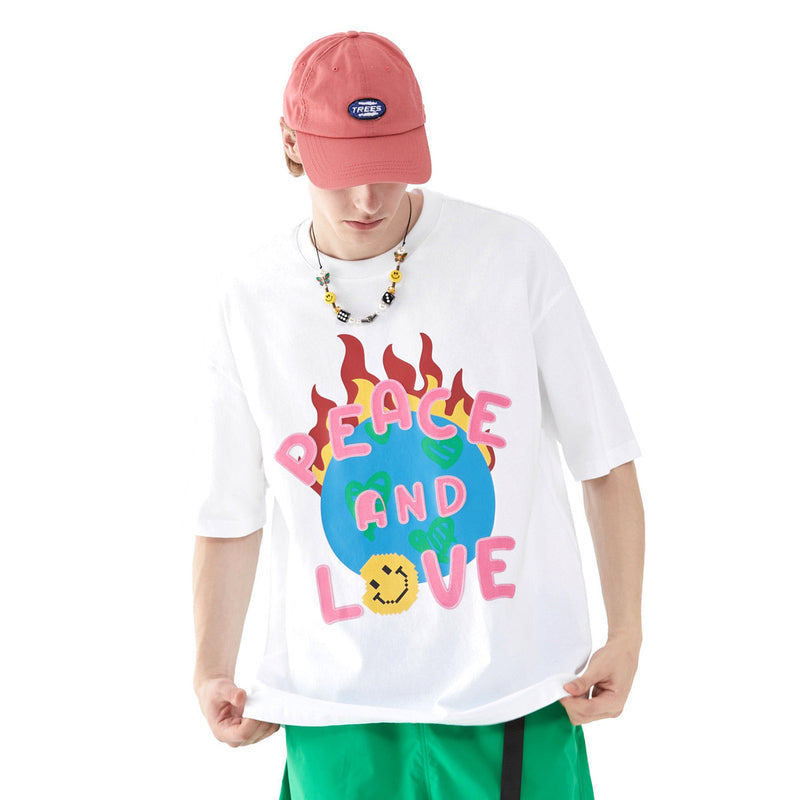 Peace and Love on Earth T-Shirt - Positive Message Emoji Tee