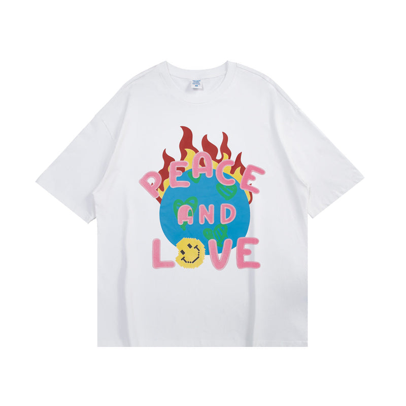 Peace and Love on Earth T-Shirt - Positive Message Emoji Tee