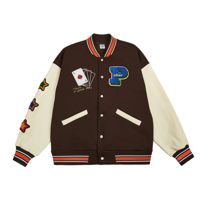Poker Lucky Varsity Jacket - Vintage Baseball Jacket