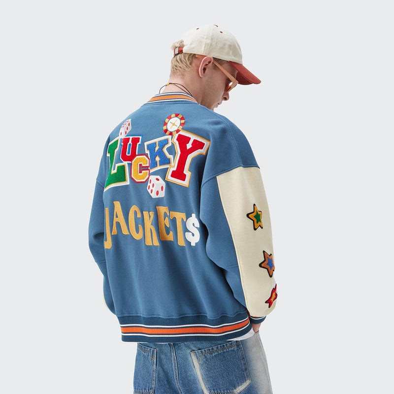 Poker Lucky Varsity Jacket - Vintage Baseball Jacket