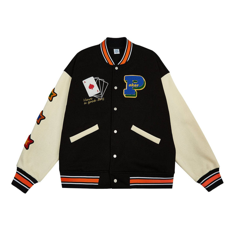 Poker Lucky Varsity Jacket - Vintage Baseball Jacket