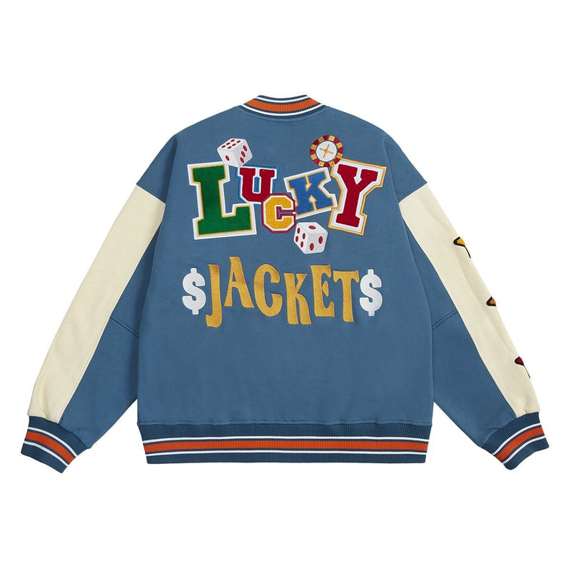 L-V Multi Patch Purpel Varsity Jacket