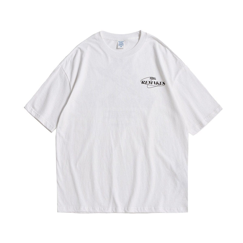 Remake T-Shirt - Drop Shoulder Reflective Graphic Print Tee