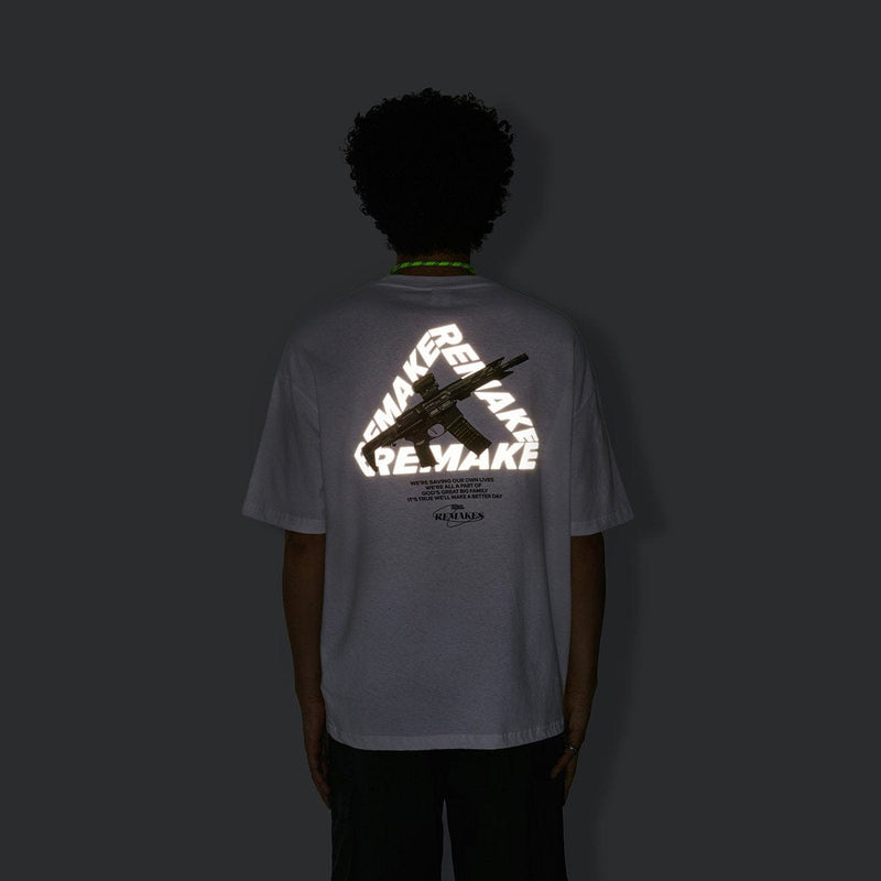 Remake T-Shirt - Drop Shoulder Reflective Graphic Print Tee