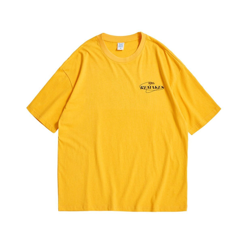 Remake T-Shirt - Drop Shoulder Reflective Graphic Print Tee