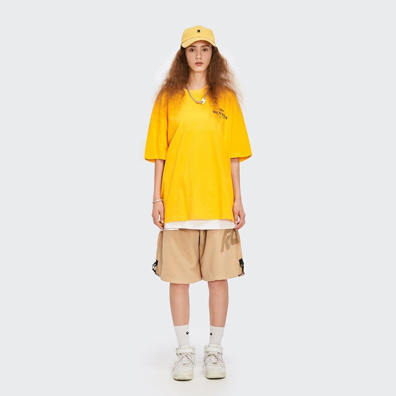 Remake T-Shirt - Drop Shoulder Reflective Graphic Print Tee