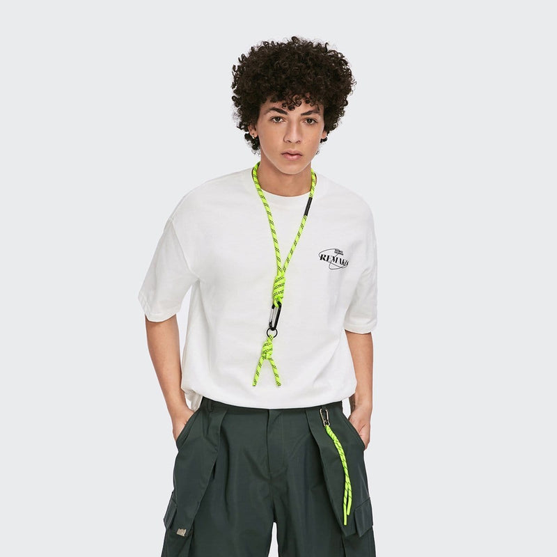 Remake T-Shirt - Drop Shoulder Reflective Graphic Print Tee
