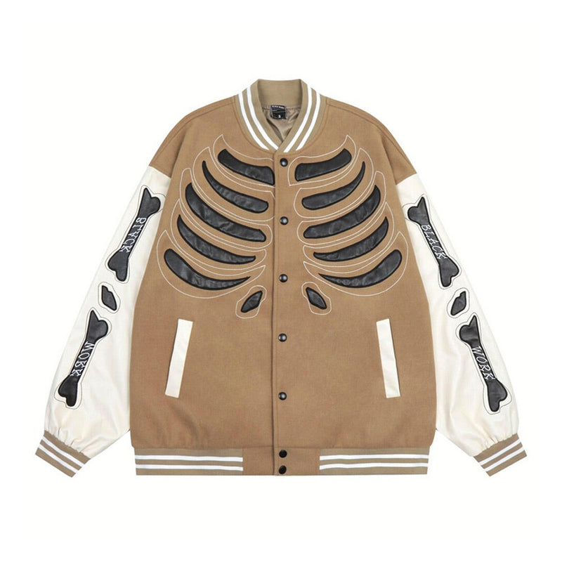 Purple Skeleton Bone Patch Varsity Jacket - Maker of Jacket