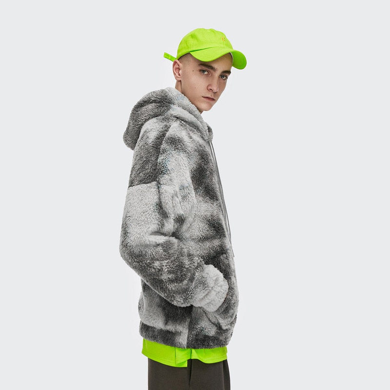 Tie Dye Fleece Hoodie - Fluffy Oversized Hoodie