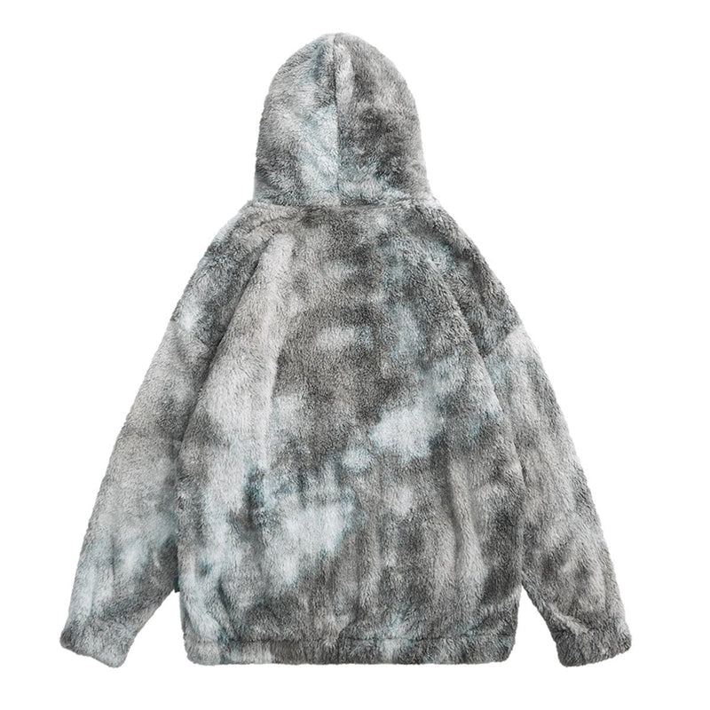 Tie Dye Fleece Hoodie - Fluffy Oversized Hoodie