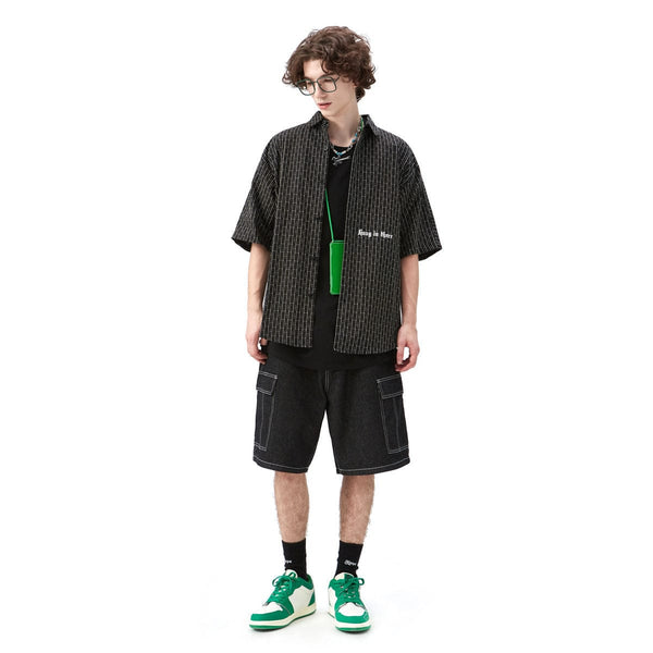 Time is Money Shirt - Oversized Plaid Short Sleeve Shirt