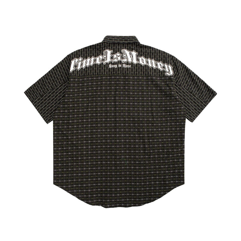 Time is Money Shirt - Oversized Plaid Short Sleeve Shirt