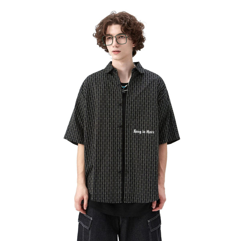 Time is Money Shirt - Oversized Plaid Short Sleeve Shirt