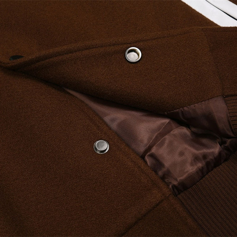 Time is Money Varsity Jacket - Brown Letterman Jacket