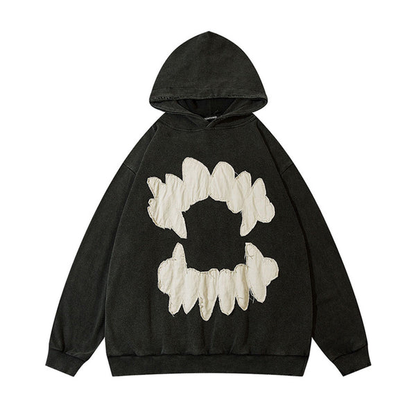 Vampire Teeth Hoodie - Goth Distressed Hooded Sweatshirt