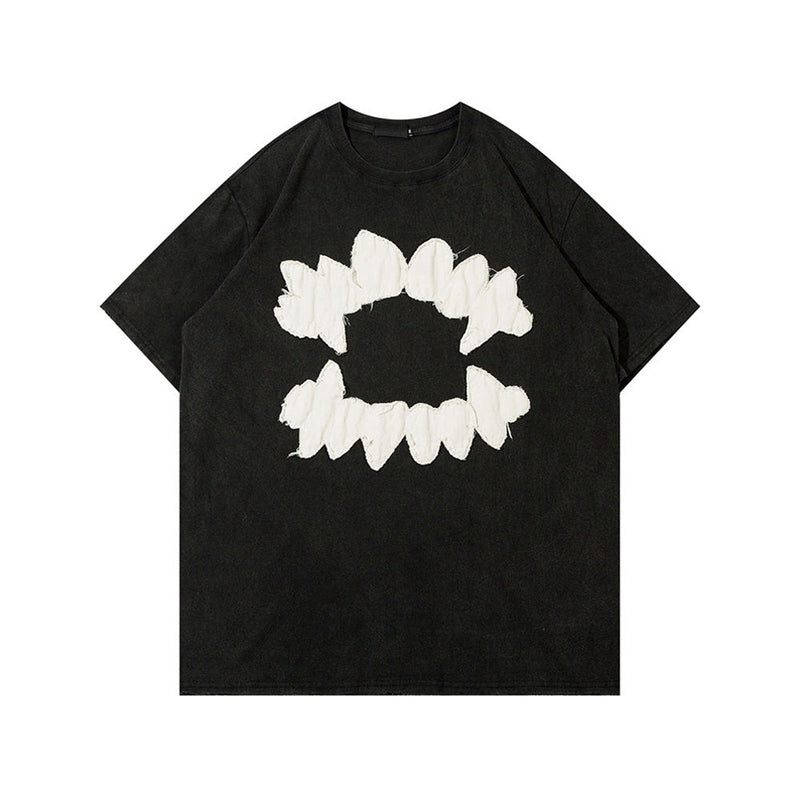 Vampire Teeth T-Shirt - Goth Distressed Washed Tee