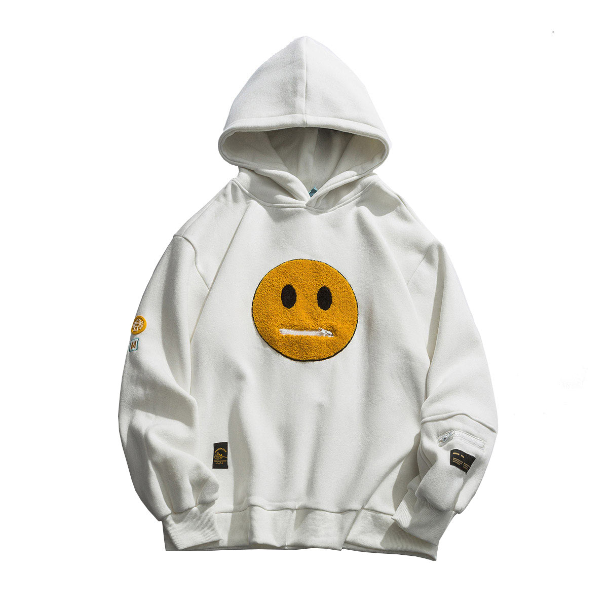 Zipper Mouth Emoji Hoodie - Smiley Face Hooded Sweatshirt