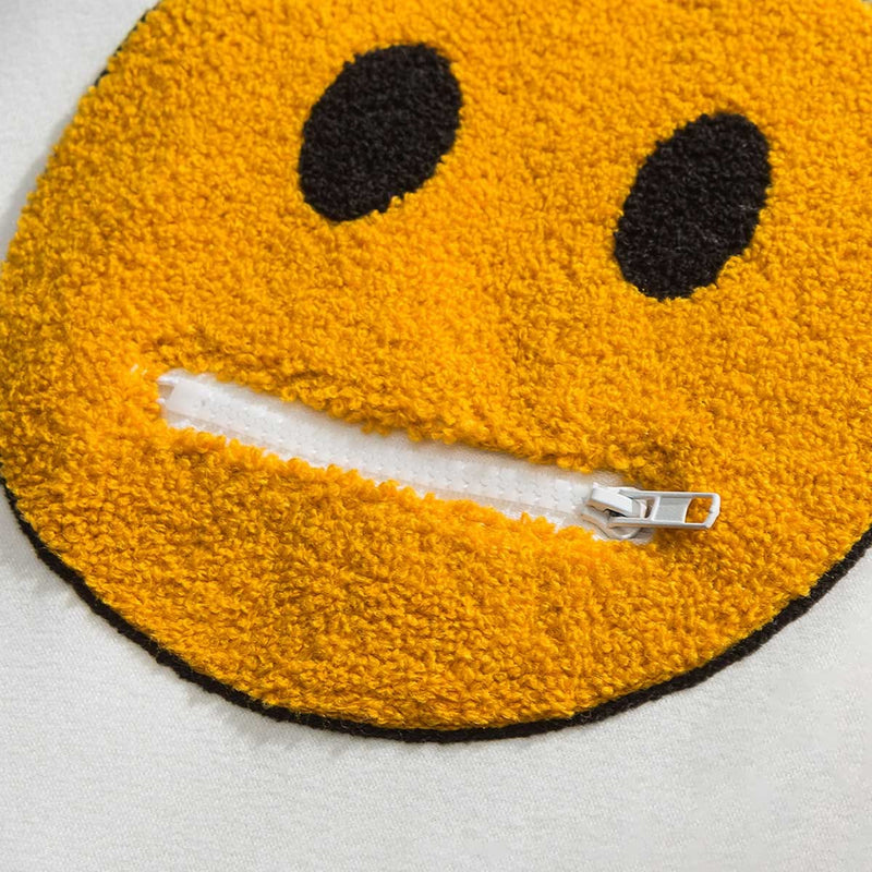 Zipper Mouth Emoji Hoodie - Smiley Face Hooded Sweatshirt